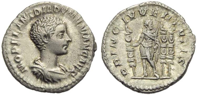 Diadumenian, as Caesar, Denarius, ... 