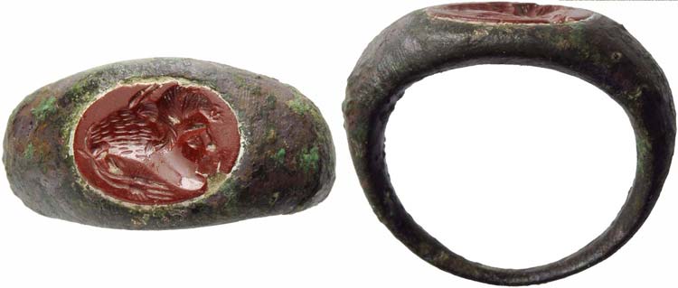 Roman bronze finger ring with ... 
