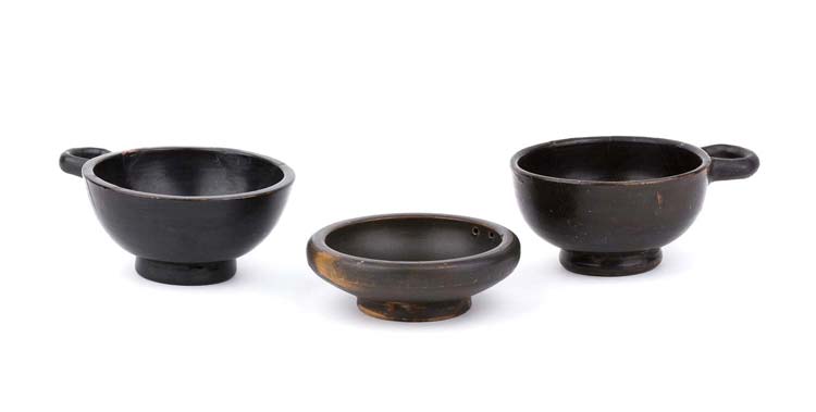 Three Italic black-glazed bowls ... 