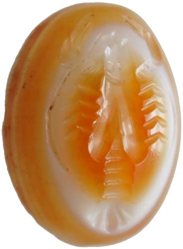 Intaglio on agate with lobster. ... 
