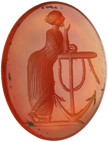 Carnelian with female figure and ... 