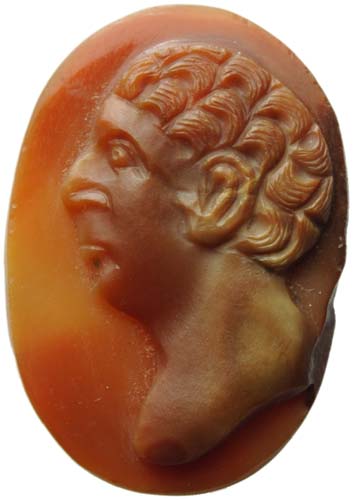 Red agate cameo, 20 x 14 mm, bare ... 