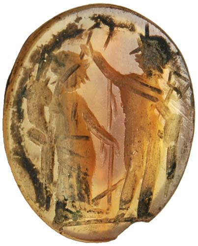 Hermes crowning Tyche. Roman art, ... 