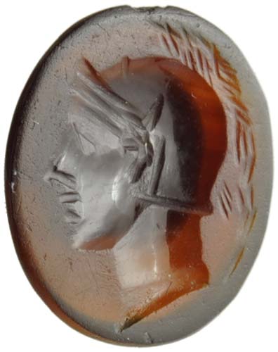 A carnelian intaglio with head of ... 