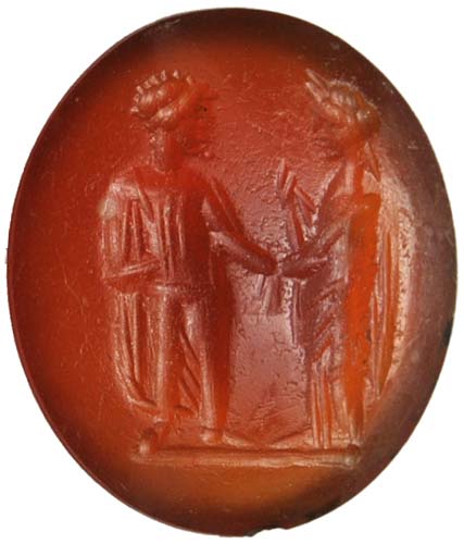 Carnelian intaglio with two ... 