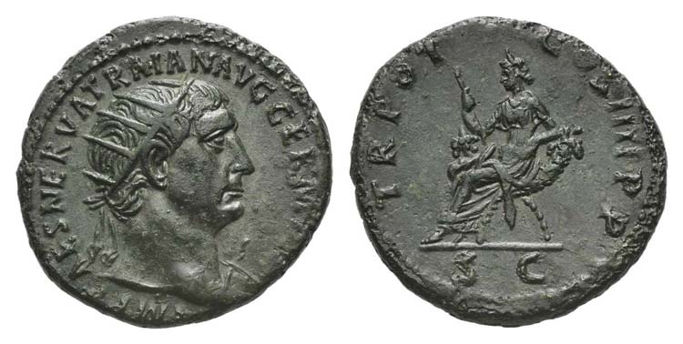 Trajan (98-117). Æ Dupondius ... 