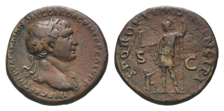 Trajan (98-117). Æ As (26mm, ... 