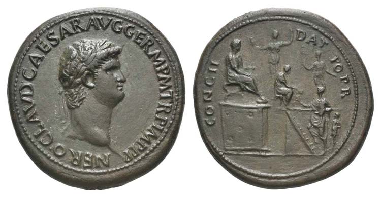 Nero (54-68). Æ Sestertius (37mm, ... 