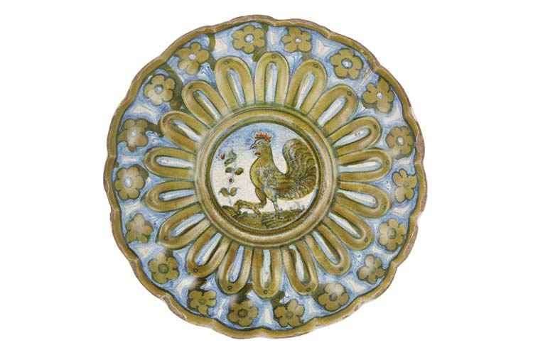 GobletMajolica painted in blue and ... 