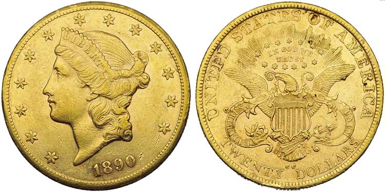 U.S.A. - 20 Dollari - 1890 CC - ... 