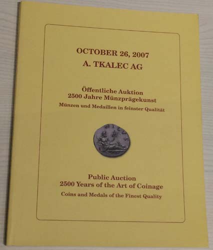 Tkalec Ag, Public auction.  Coins ... 