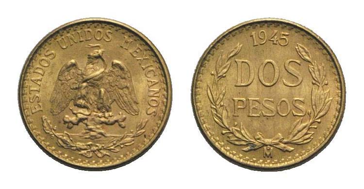 Mexico, AV 2 Pesos 1945, Mexico ... 