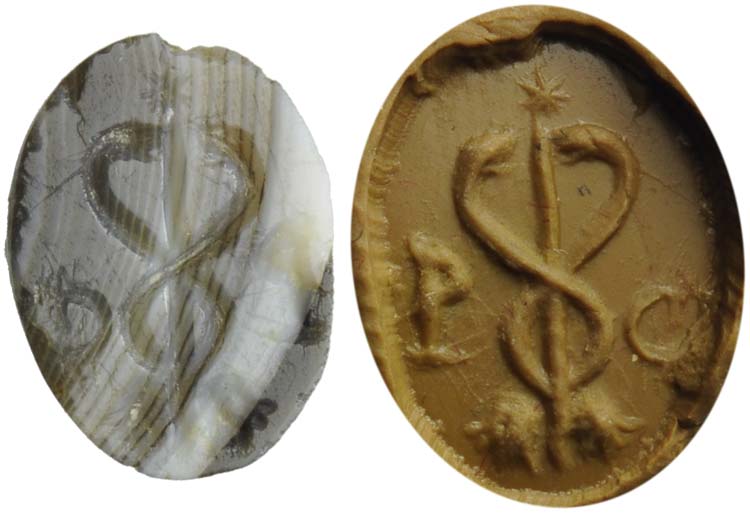 Intaglio romano in agata.  Emblema ... 