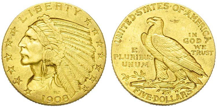 U.S.A. -  - 5 Dollari - 1908 - ... 