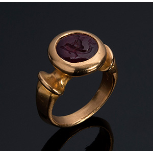 MELIS - 21K gold signet ruby ring ... 