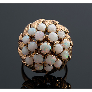 Vintage 14K gold opals ring. mid ... 
