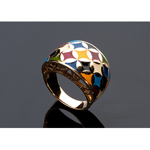 18K YELLOW GOLD AND ENAMELS RING
a ... 
