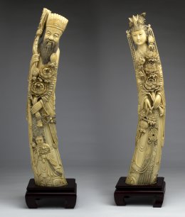PAIR OF CARVED IVORY FIGURES OF ... 