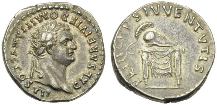 Domitian, as Caesar, Denarius ... 
