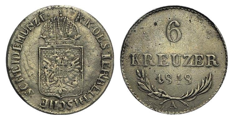 Austria, 6 Kreuzer 1848, Wien ... 