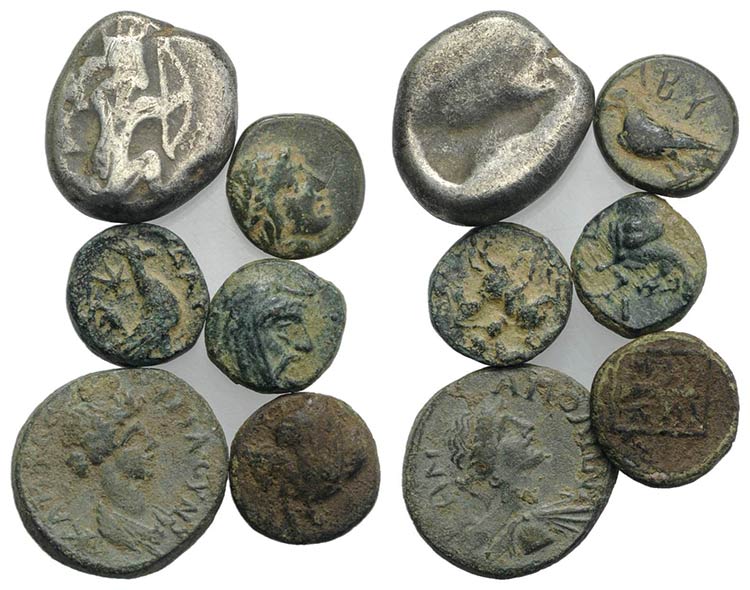 Mixed lot of 6 Greek coins, to be ... 