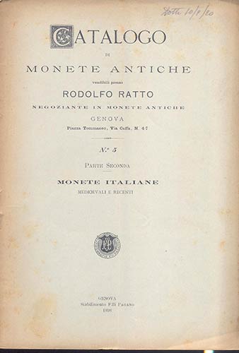 RATTO RODOLFO – Genova 1898 N° ... 