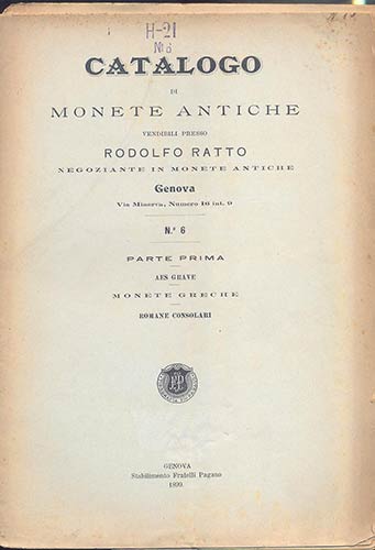 RATTO RODOLFO –Genova  1899 N° ... 