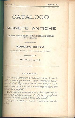 RATTO RODOLFO – Genova  1901 N° ... 