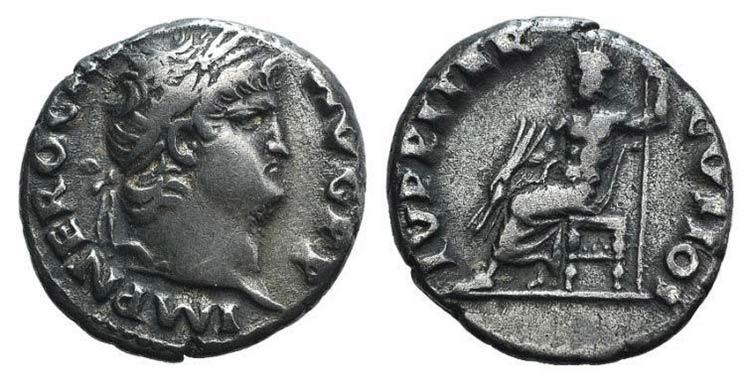 Nero (54-68). AR Denarius (17mm, ... 