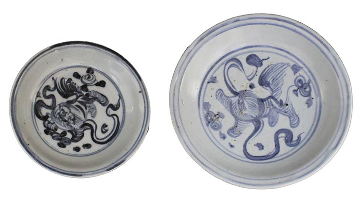 TWO MING DYNASTY BLUE AND WHITE ... 