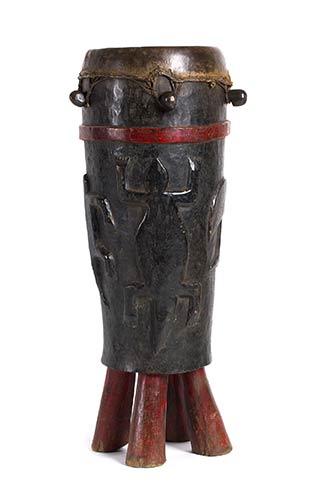 A SENUFO TALL WOODEN DRUM FROM ... 