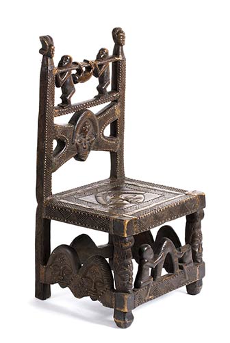 A CHOKWE WOODEN AND BRASS THRONE ... 