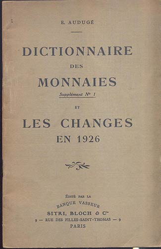 AUDUGE E. - Dictionnaire des ... 