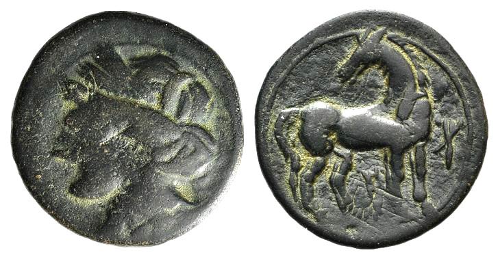 Carthage, 215-201 BC. Æ Shekel ... 