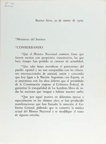 Argentine national hymn text ... 