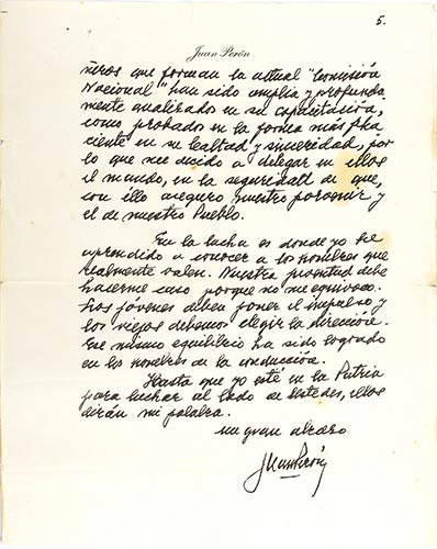 Lettera del Generale Perón ai ... 