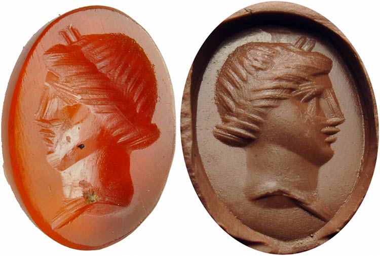 Roman carnelian intaglio. Female ... 