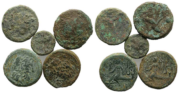 Lot of 5 Greek Æ coins, to be ... 