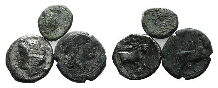 Lot of 1 AR and 2 Æ Greek coins, ... 