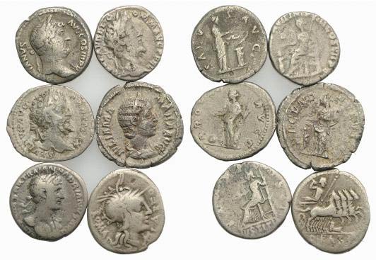 Lot of 6 Roman Denarii, including ... 