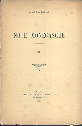 AMBROSOLI  S. - Note monegasche. ... 