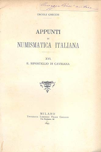 GNECCHI  F. Appunti di Numismatica ... 