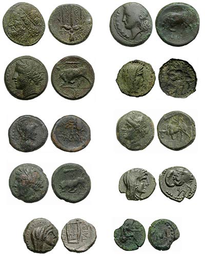 Sicily, lot of 10 Æ coins, to be ... 