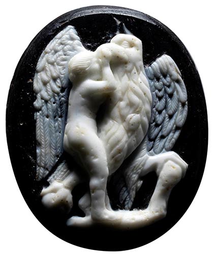 A large glass paste cameo. Female ... 