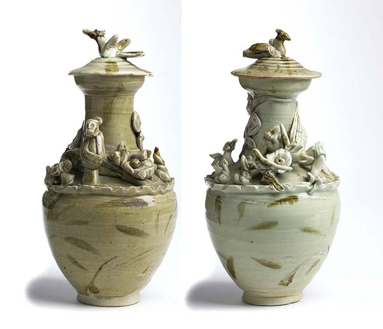 A PAIR OF QINGBAI-GLAZED URNS AND ... 