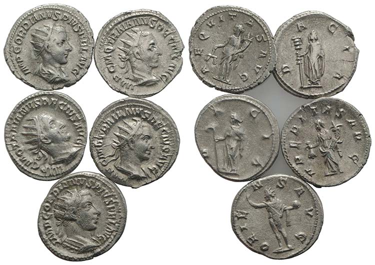 Lot of 5 Roman AR Antoninianii, ... 