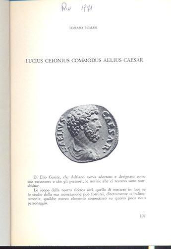 TOMASI T. - Lucius Ceionius ... 