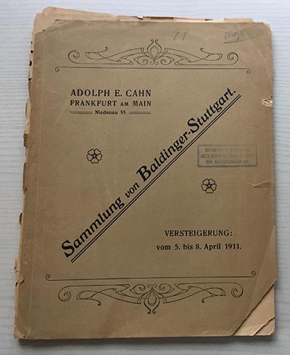 Cahn A.E. Katalog der Sammlung S. ... 