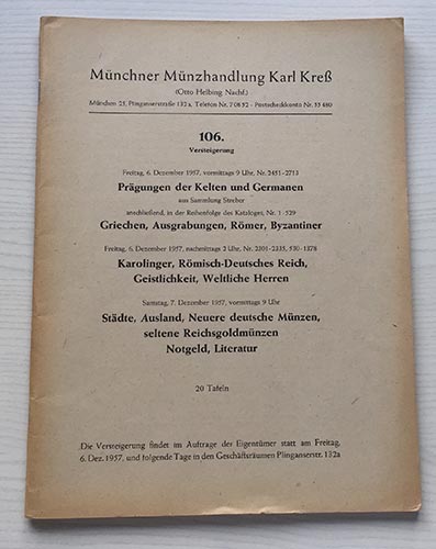 Kress K.  Katalog 106 Pragungen ... 