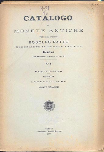 RATTO RODOLFO –Genova 1899 N° 6 ... 